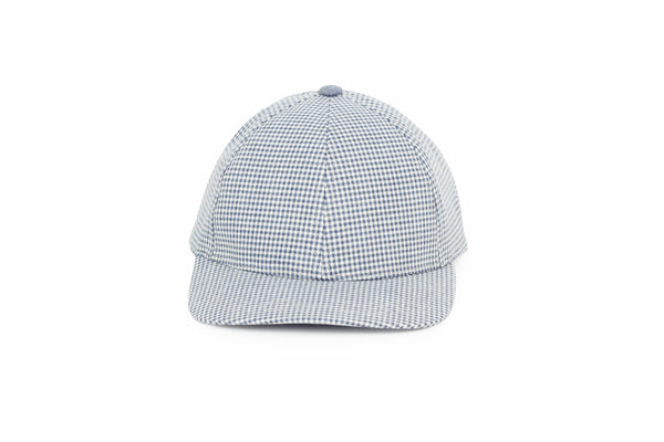 Organic Gingham Ball Cap, Blue Slate