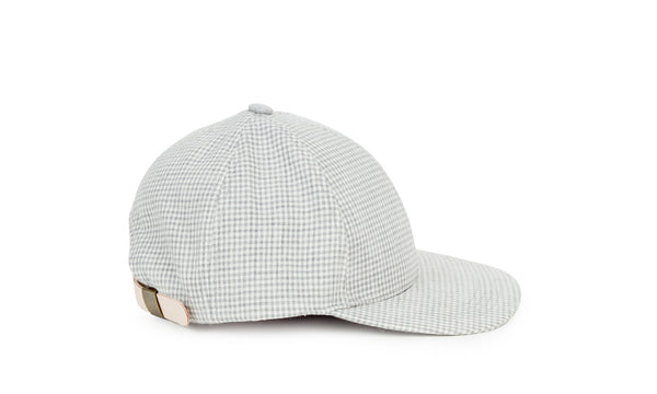 Gingham Ball Cap, Light Gray