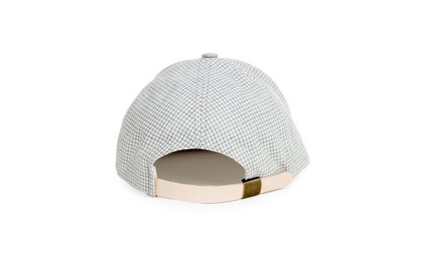 Gingham Ball Cap, Light Gray